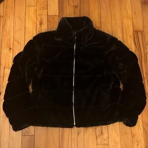 Nine West Turtleneck Faux Fur Jacket